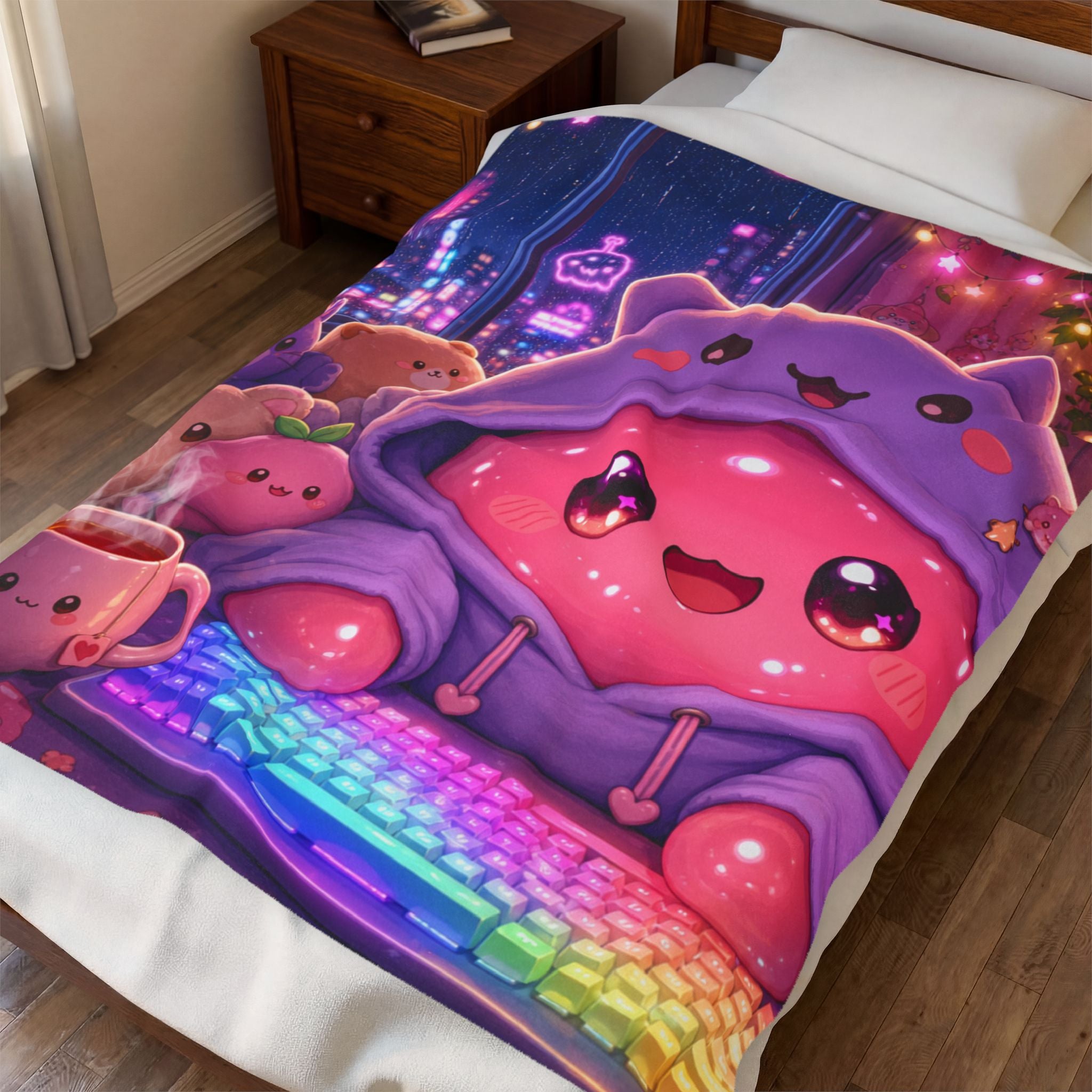 Kawaii Gamer — Velveteen Plush Blanket