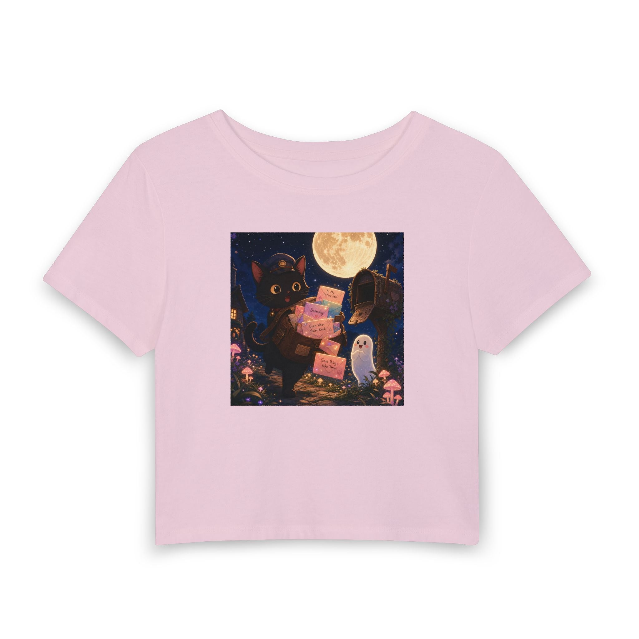 Midnight Mail Kitten — Women's Crop T-Shirt