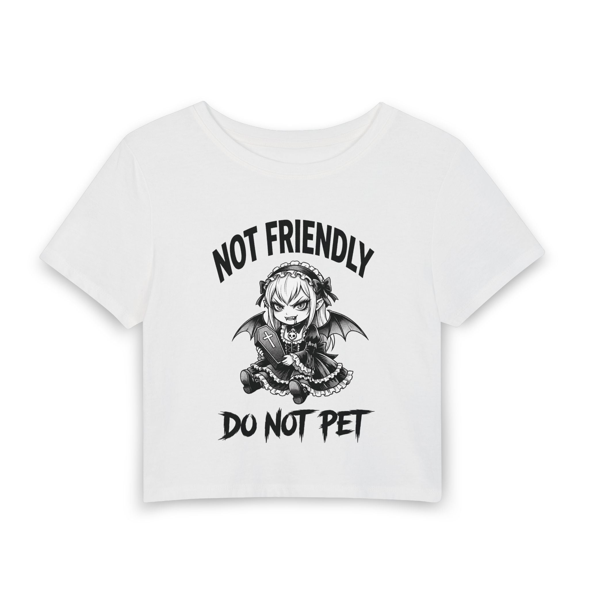 Not Friendly Vampire Crop Tee