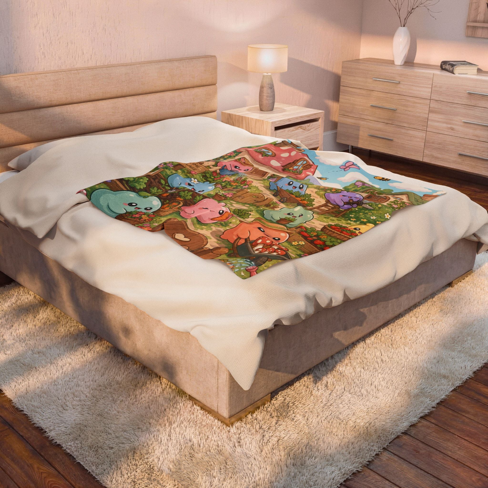 Cute Slime Garden — Velveteen Plush Blanket
