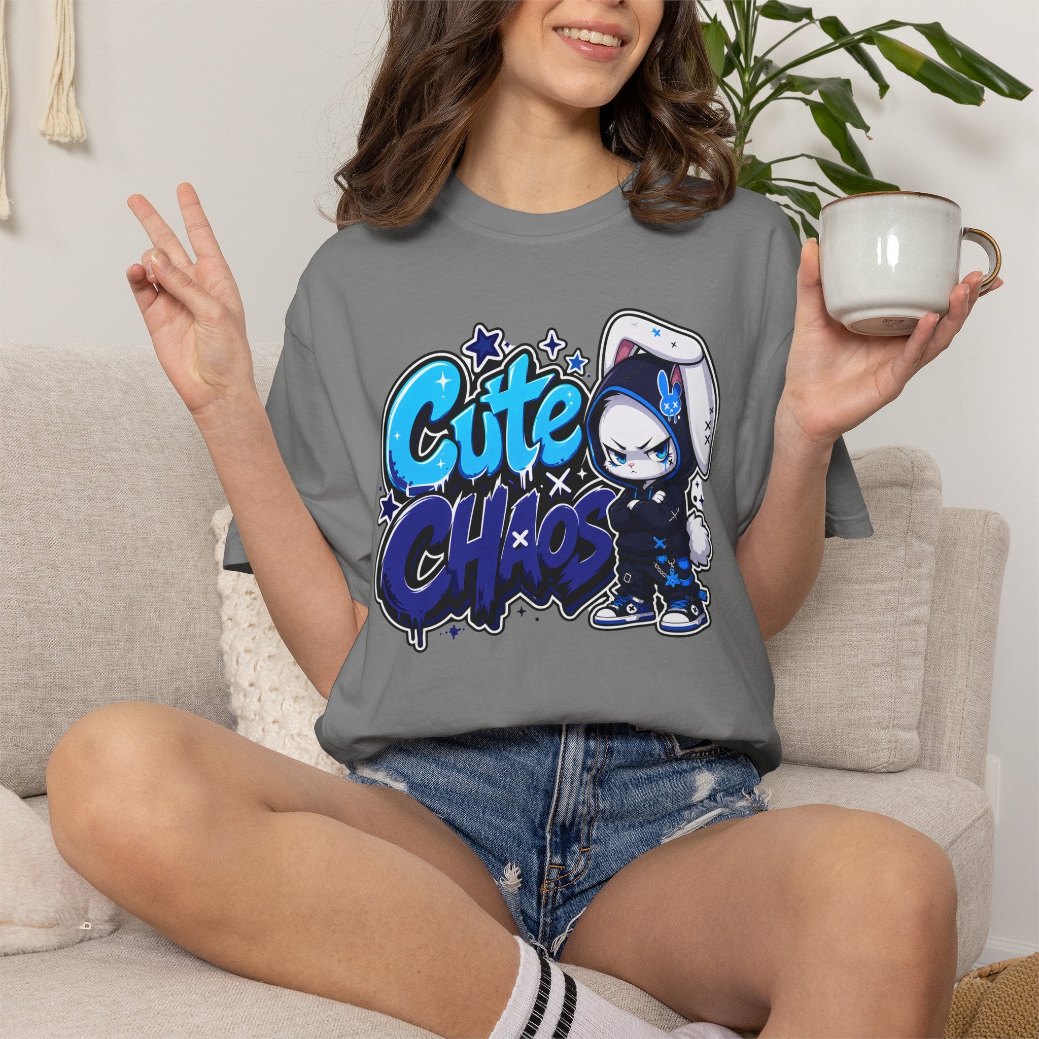 Cute Chaos Azul Tee (Garment Dyed)