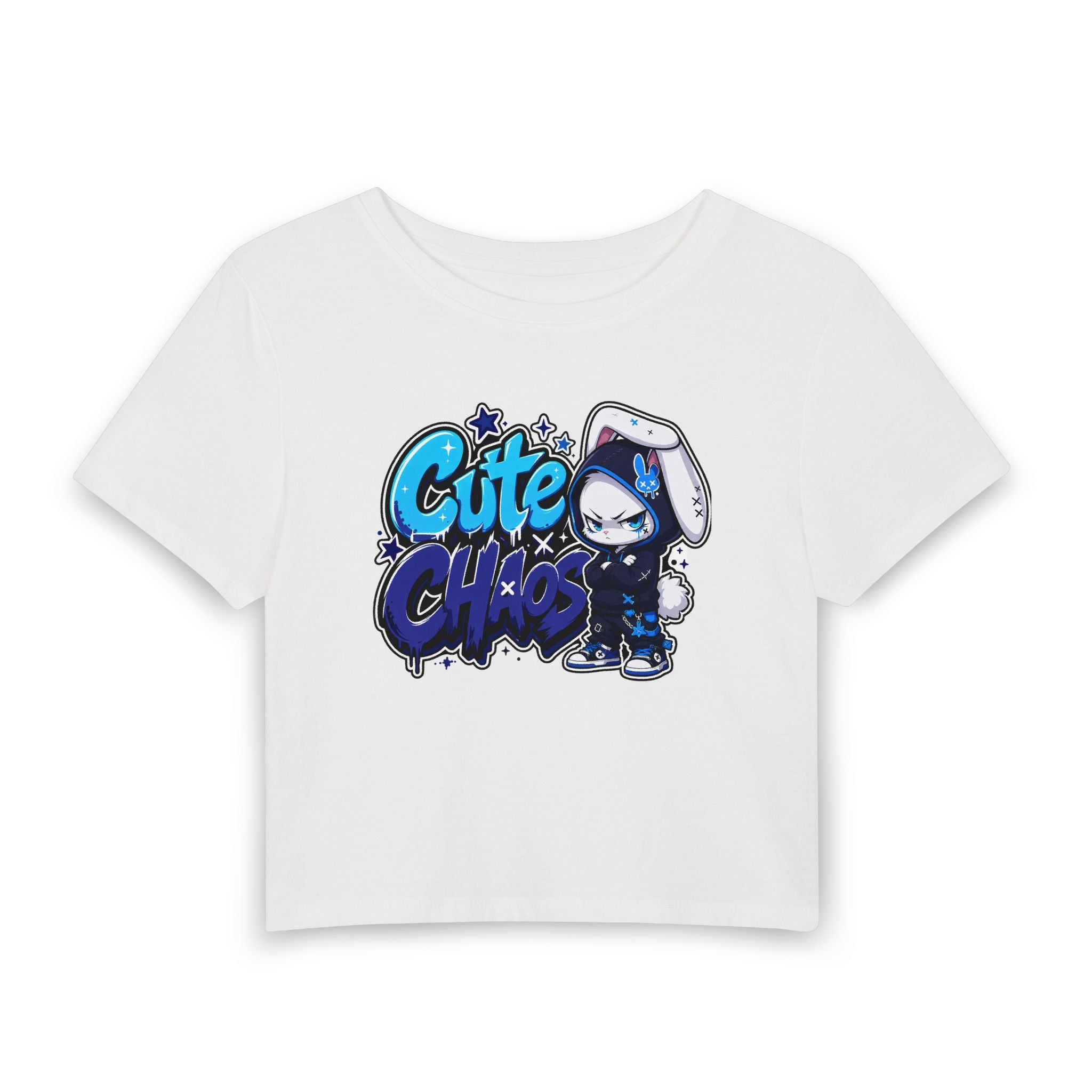 Cute Chaos Azul — Women's Crop T-Shirt
