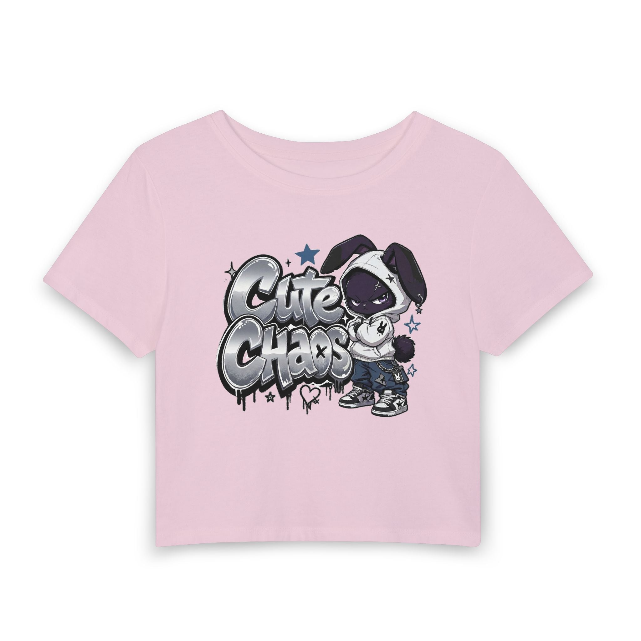 Cute Chaos Blanco — Women's Crop T-Shirt