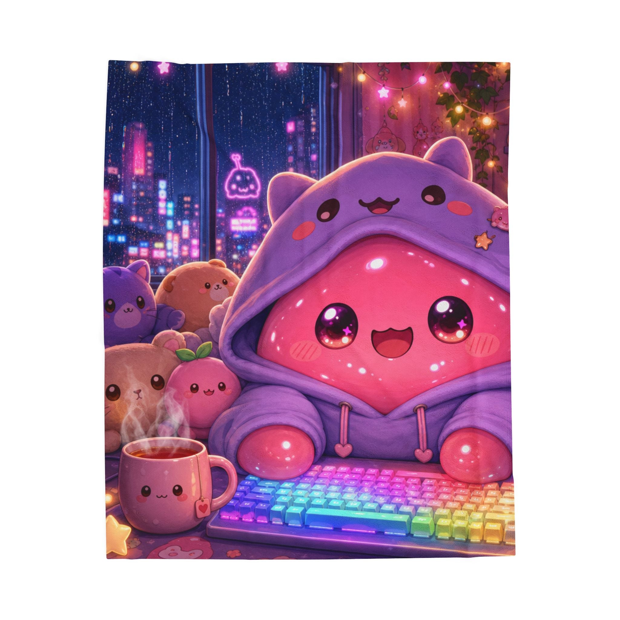 Kawaii Gamer — Velveteen Plush Blanket