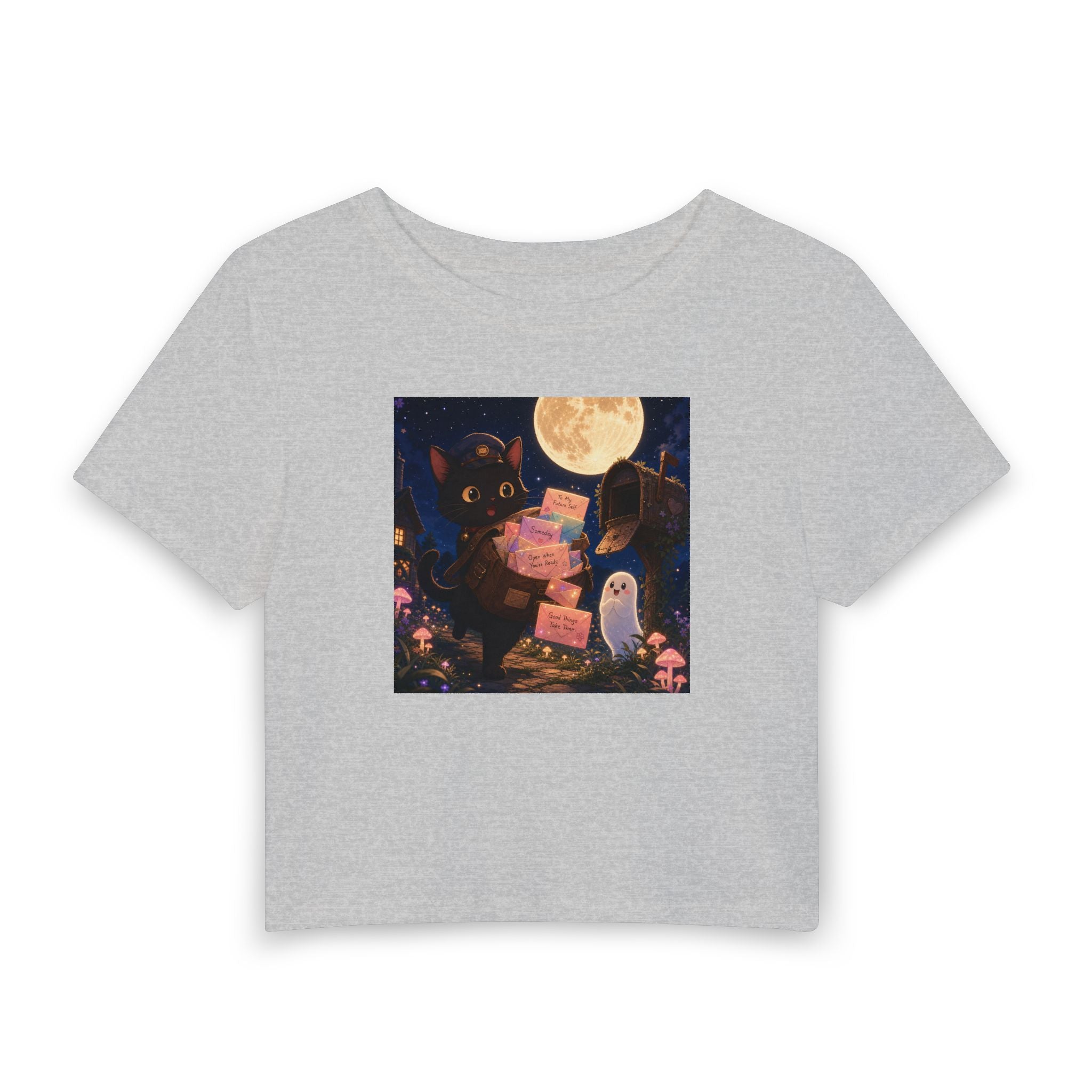 Midnight Mail Kitten — Women's Crop T-Shirt