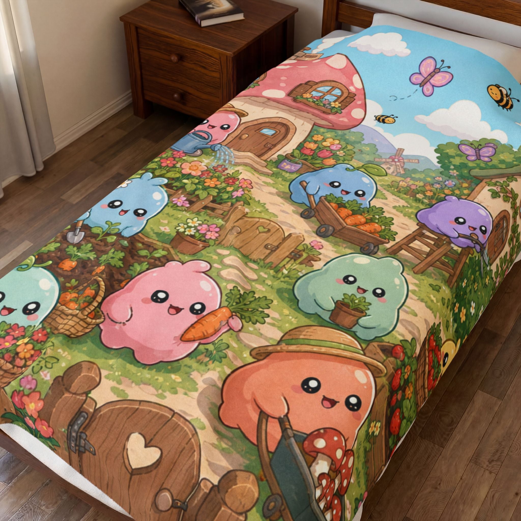 Cute Slime Garden — Velveteen Plush Blanket