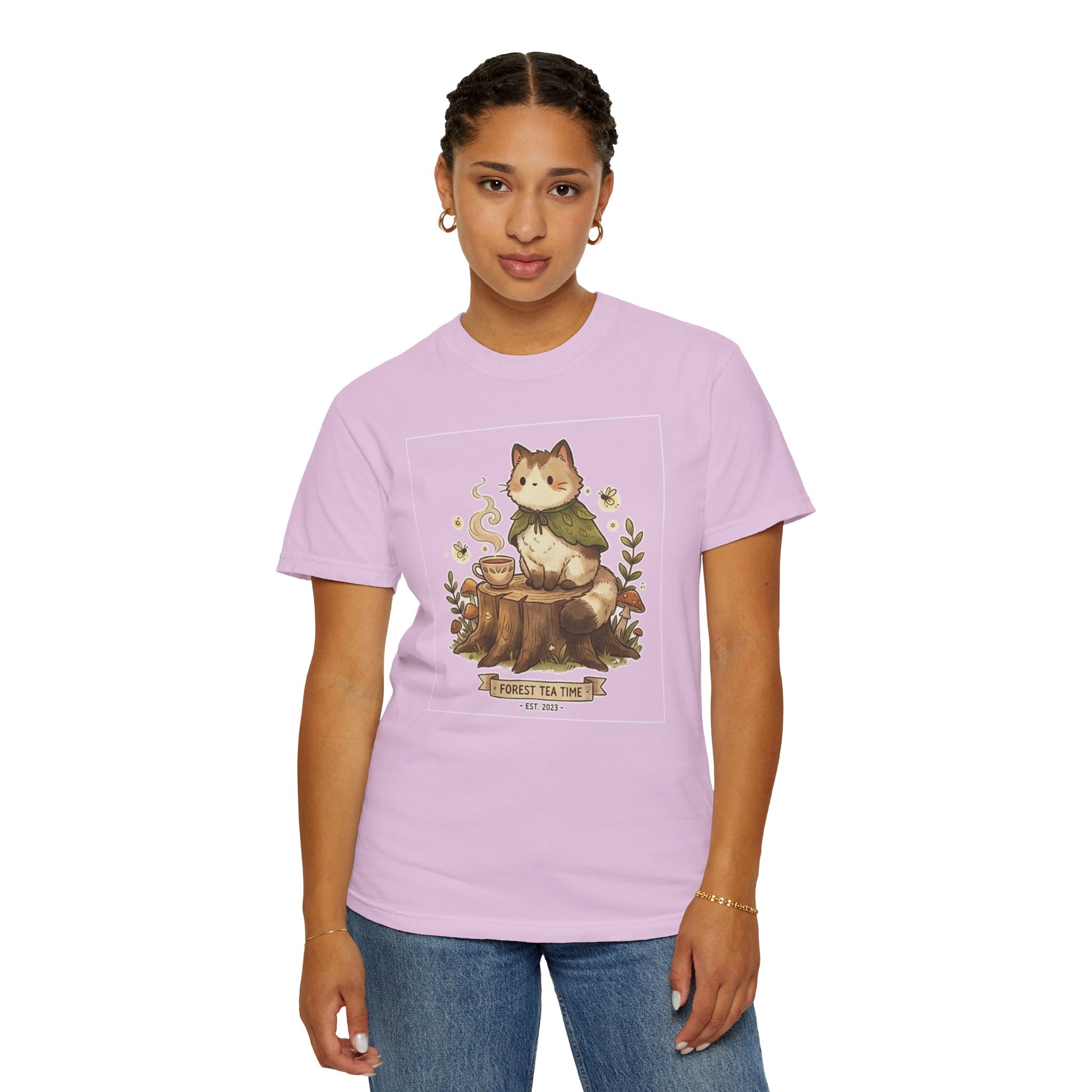 Cat Tea Time — Women's T-Shirt (Garment Dyed)