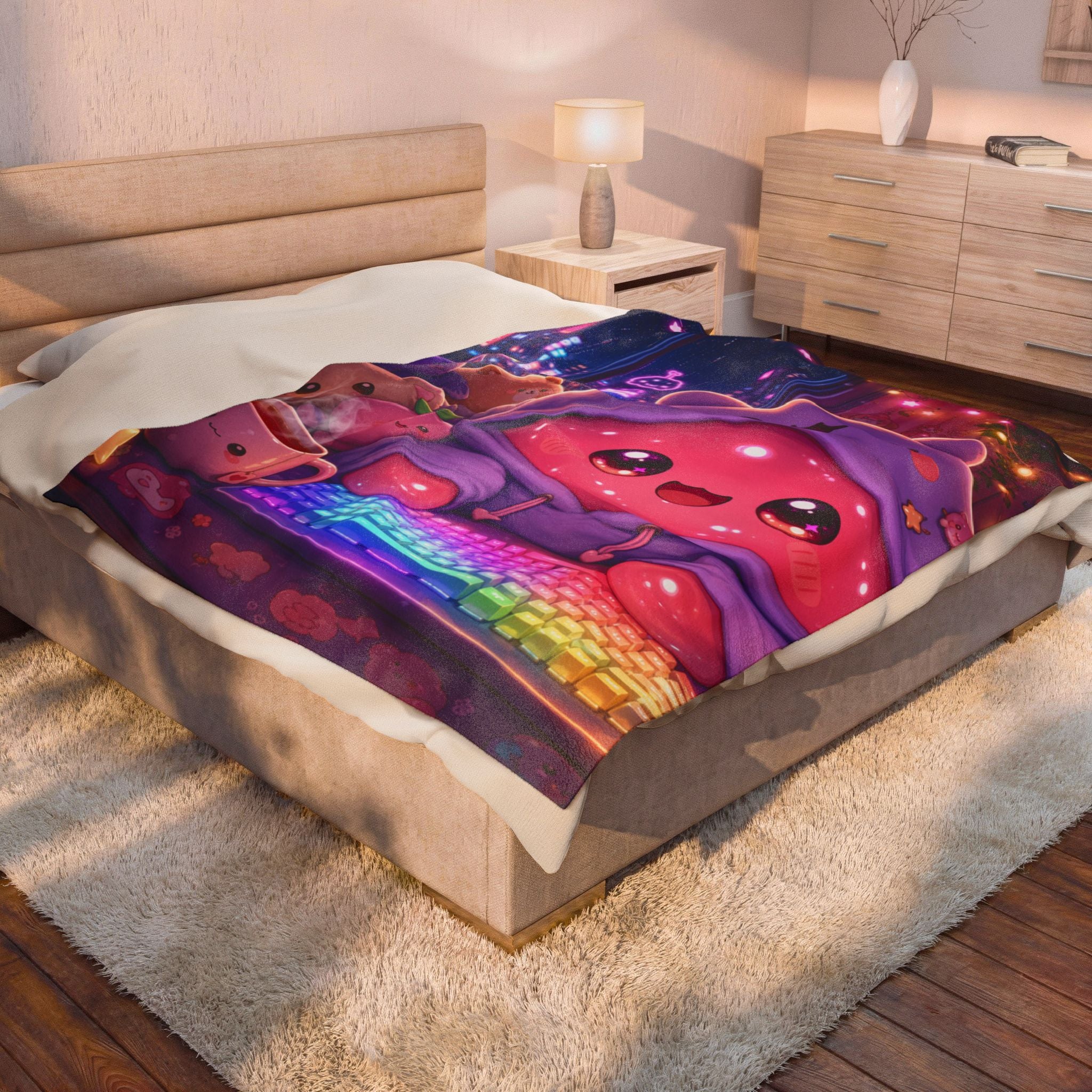 Kawaii Gamer — Velveteen Plush Blanket