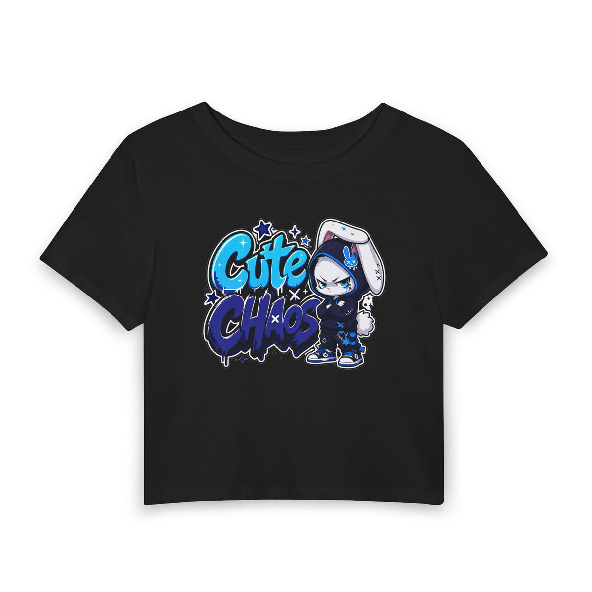Cute Chaos Azul — Women's Crop T-Shirt