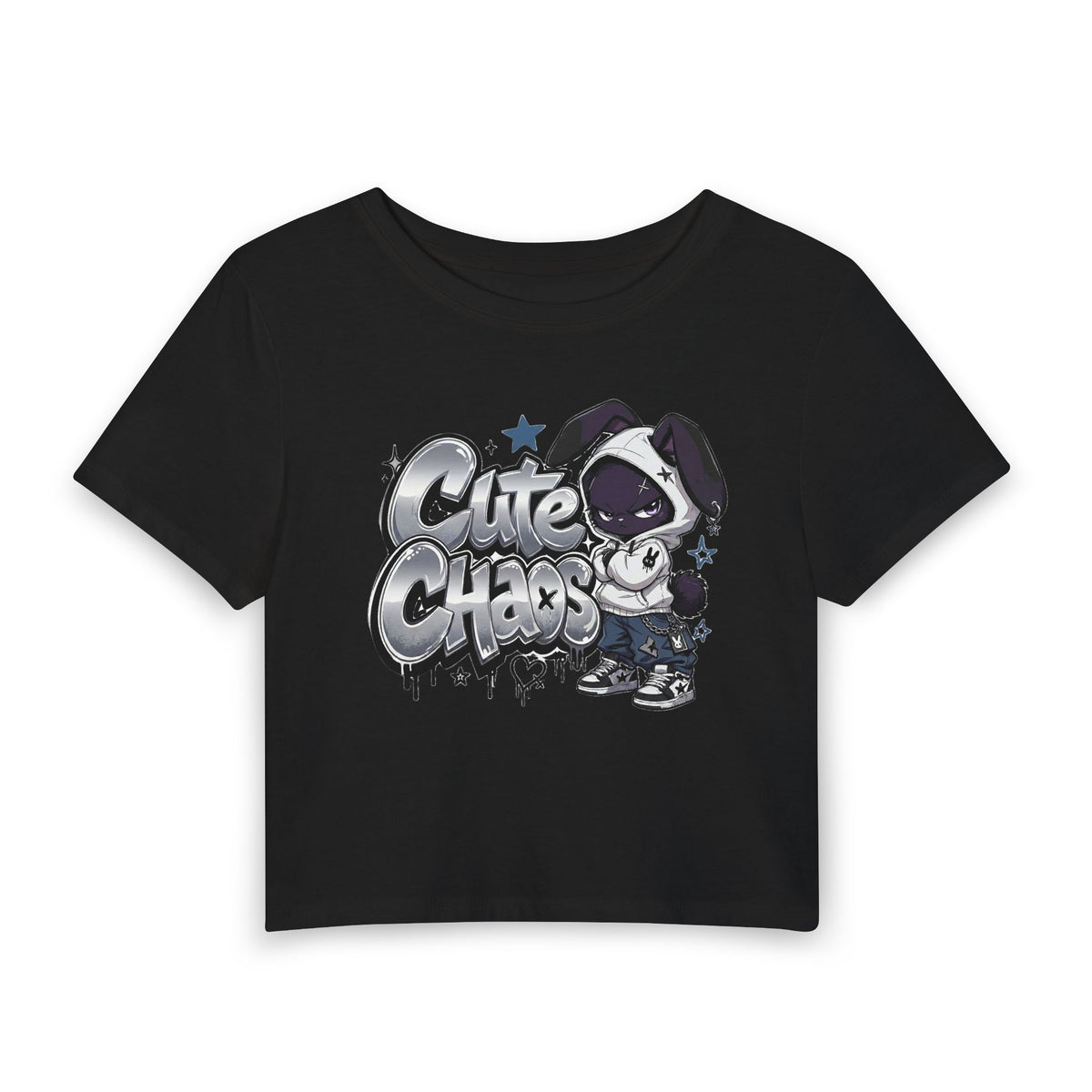 Cute Chaos Blanco — Women's Crop T-Shirt