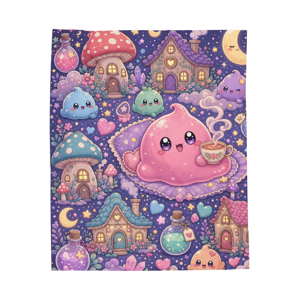 Kawaii Night Mushroom Slime — Velveteen Plush Blanket