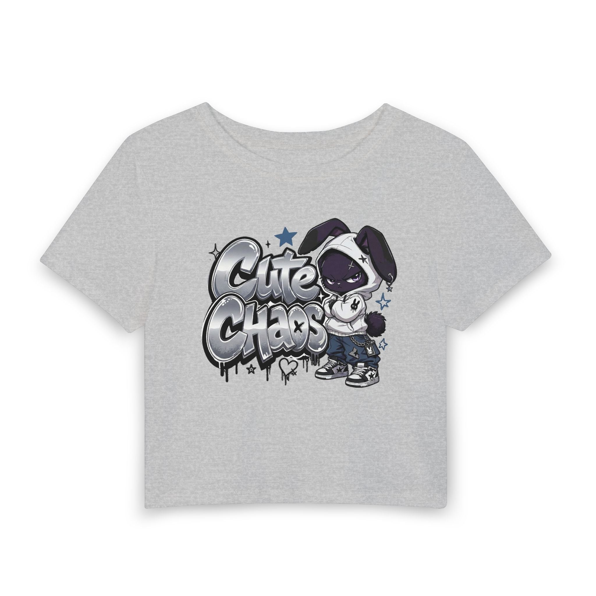 Cute Chaos Blanco — Women's Crop T-Shirt