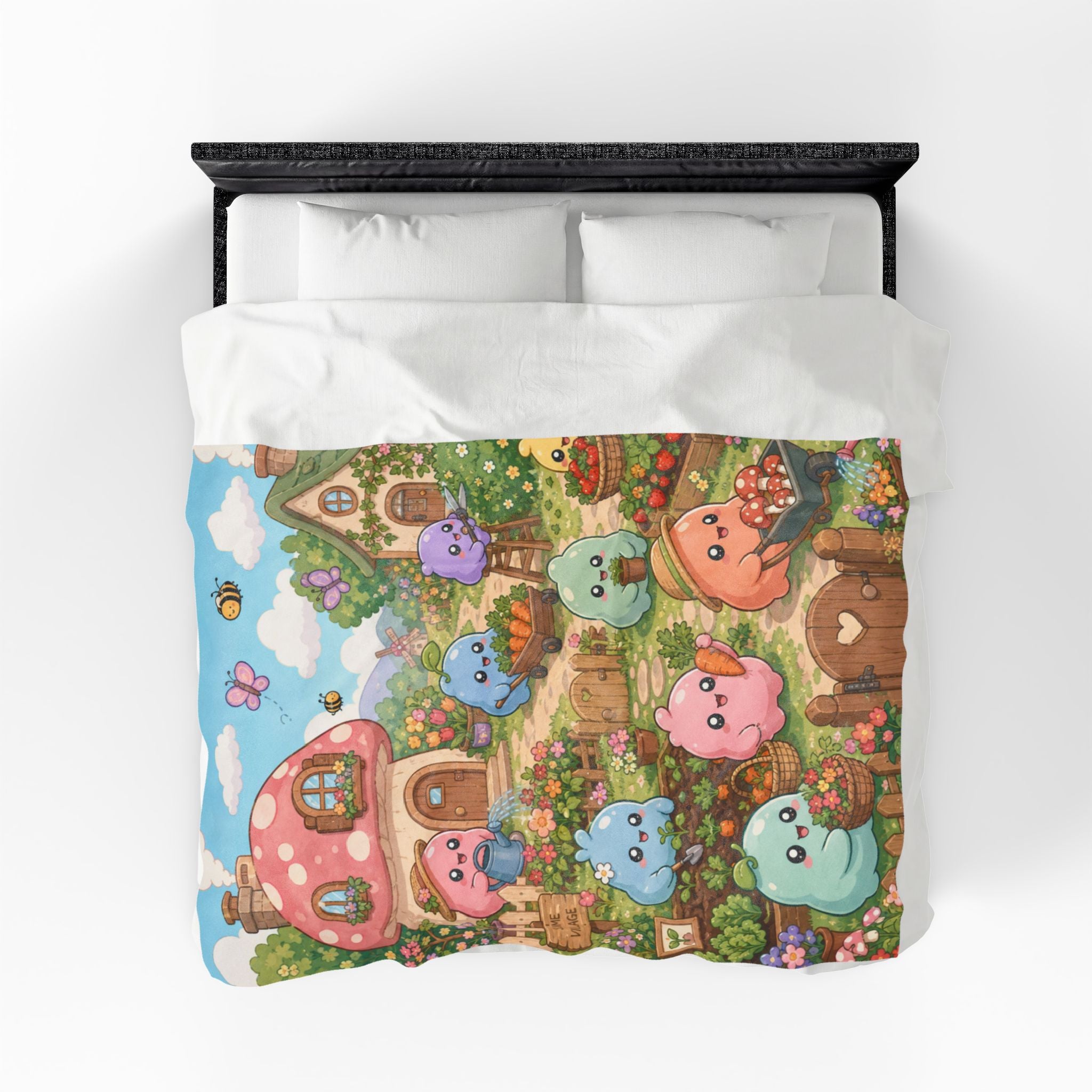Cute Slime Garden — Velveteen Plush Blanket
