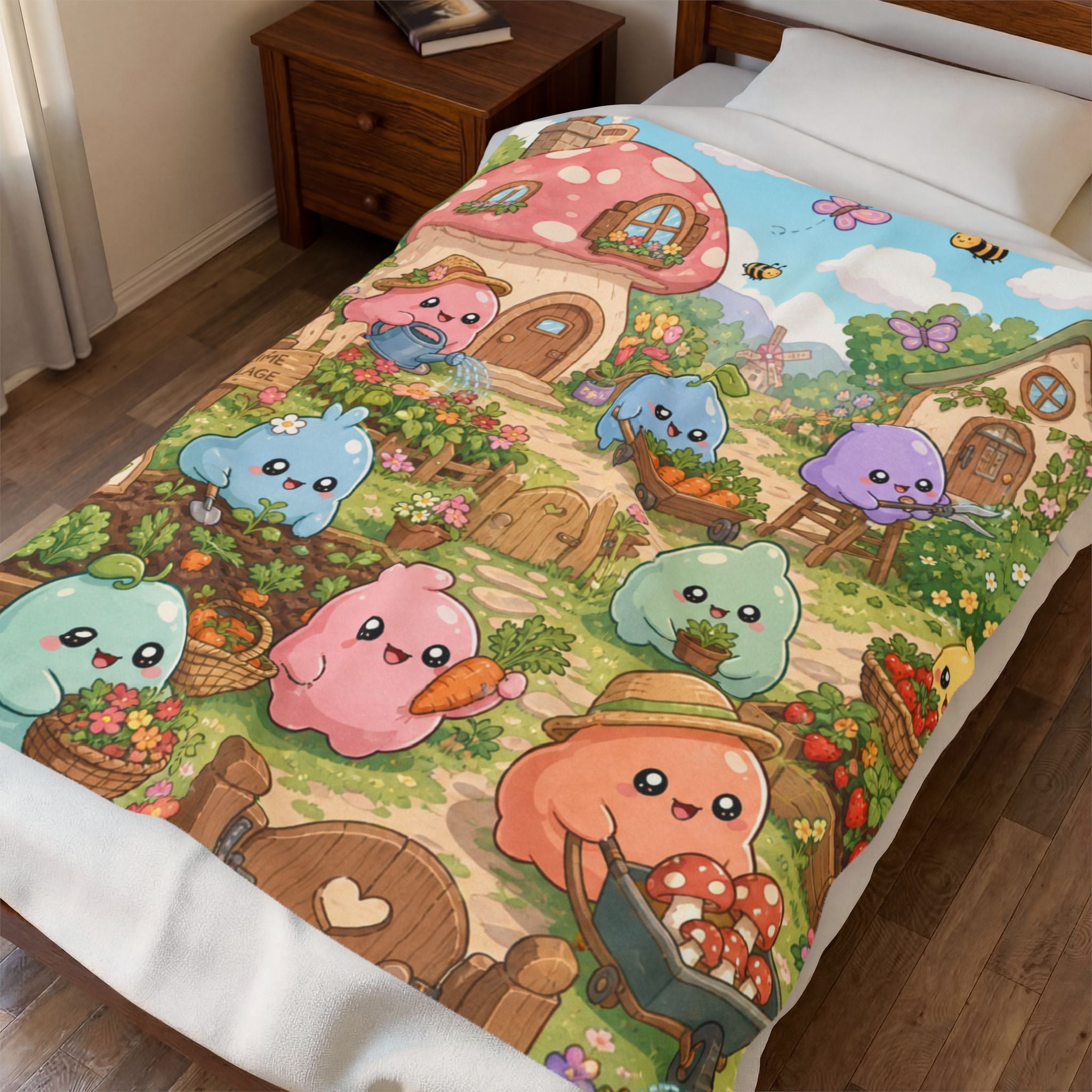 Cute Slime Garden — Velveteen Plush Blanket
