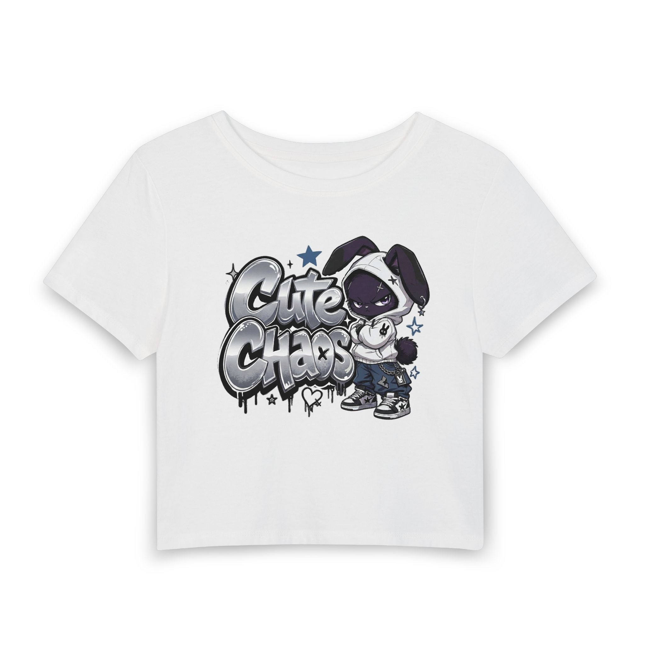 Cute Chaos Blanco — Women's Crop T-Shirt