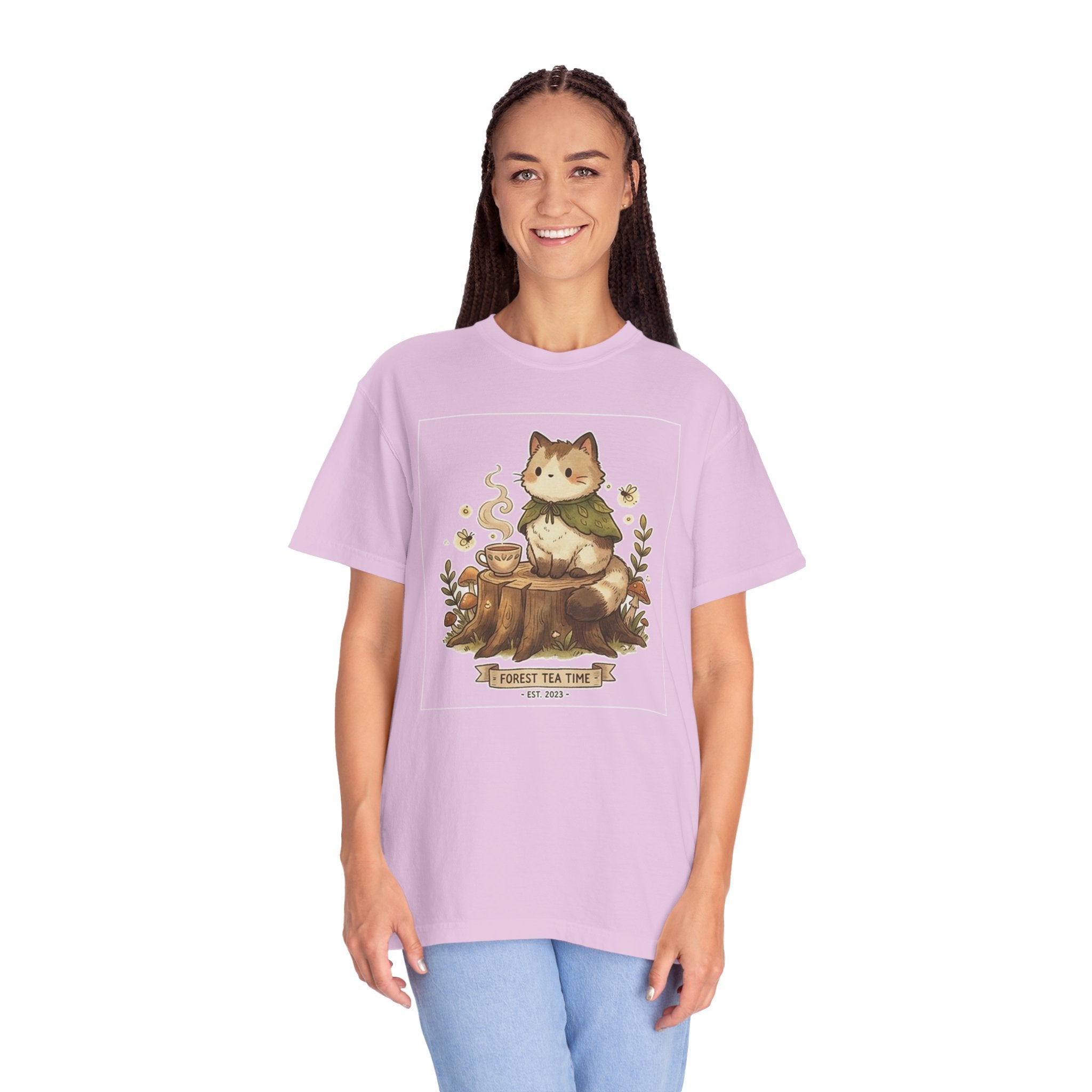 Cat Tea Time — Women's T-Shirt (Garment Dyed)