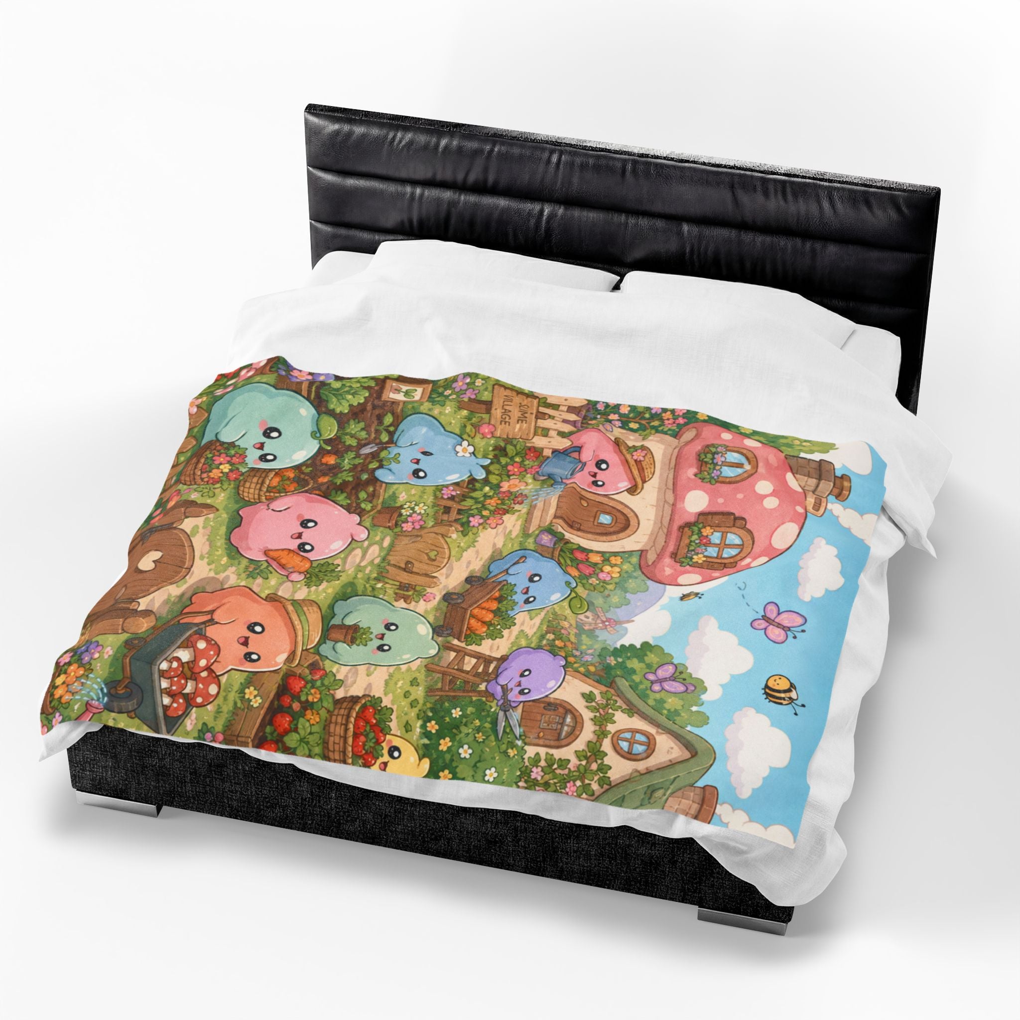 Cute Slime Garden — Velveteen Plush Blanket